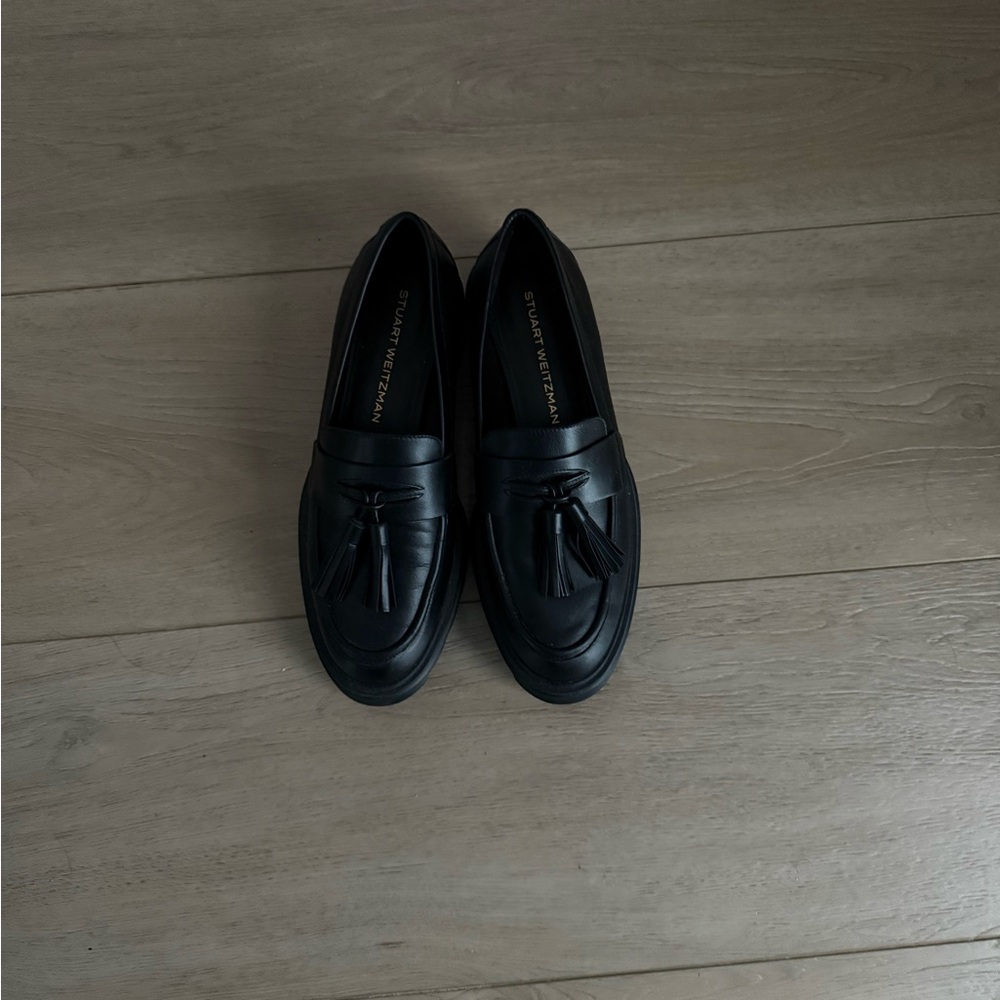 Stuart Weitzman Black Tassel Loafers
